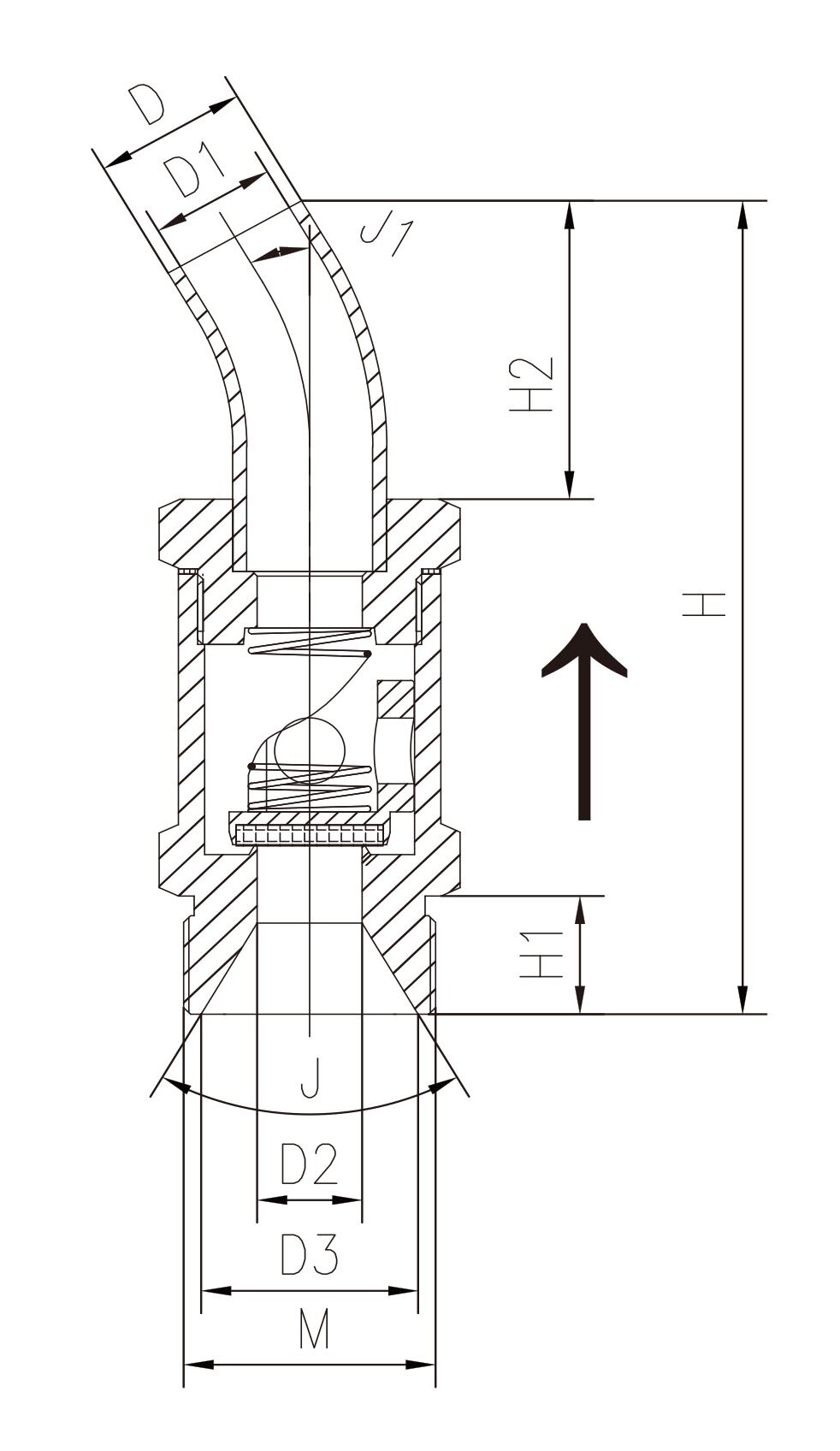 V&aacute;lvula de retenci&oacute;n criog&eacute;nica de lat&oacute;n DH-15T2W para tanque de GNL